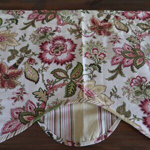 2 Waverly Jacobean Raspberry Print Peek-A-Boo Stripe Valances 58 x 19